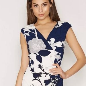 LAUREN RALPH LAUREN Adarita Cap Sleeve Dress, Size 2, Sapphire blue, gray, white